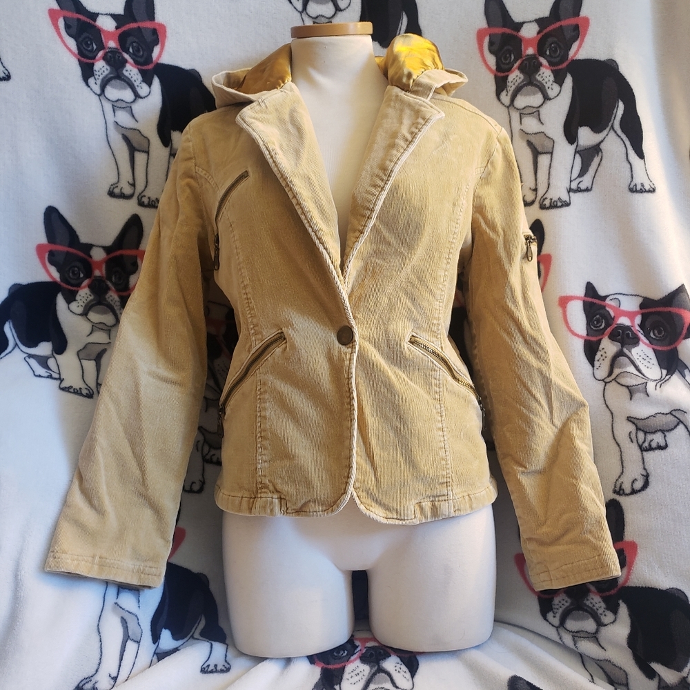 Lipstick Boutique Hooded tan corduroy coat